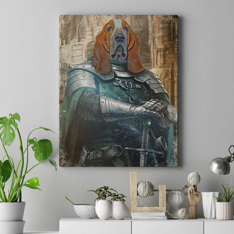 Pet Medieval Knight Portrait - Basset Hound Sign