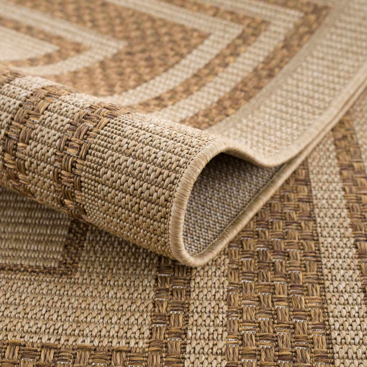 Isoko Bordered Faux Jute Outdoor Rug