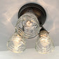 Pressed 1960's Glass Ceiling Light diamond Chain Trio