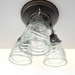 Pressed 1960's Glass Ceiling Light diamond Chain Trio