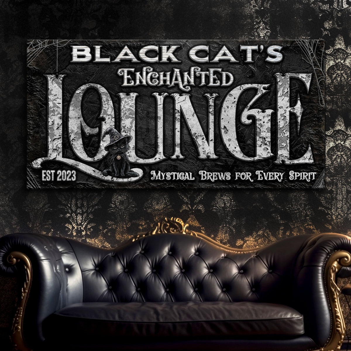 Black Cat's Enchanted Lounge Halloween Sign - view 2