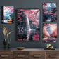 Pink City Asian Travel Japanese Cherry Blossoms At Mount Fuji Poster Light Prints Canvas Painting Wall Pictures Home Room Dec