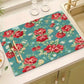 One White Floral Print Tableware Drying Mat Daily Decorative Drying Pad Countertop Absorbent Placemat Refrigerator Mat