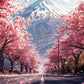 Pink City Asian Travel Japanese Cherry Blossoms At Mount Fuji Poster Light Prints Canvas Painting Wall Pictures Home Room Dec