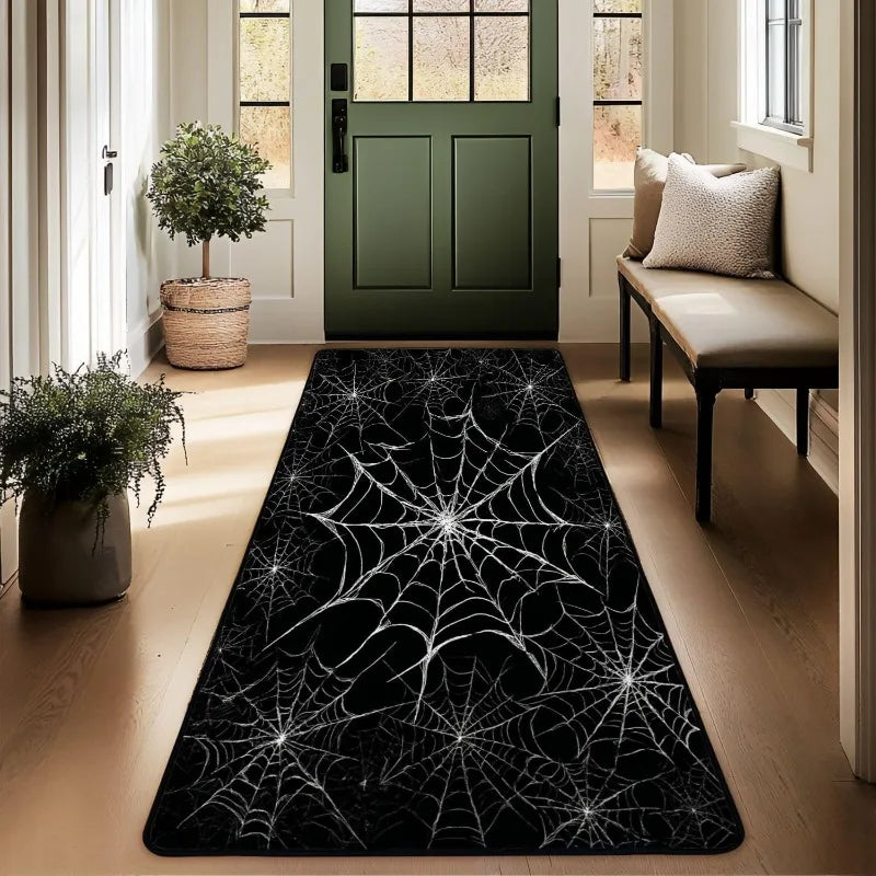 Skull Pattern Gothic Runner Rug Red Black Rose Decor Carpet Soft Non-Slip Art Home Decor Mat for Hallway Living Room Bedside
