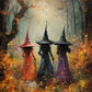 Witch Magical Art Print Witch with Full Moon Wall Decor Darkness Witches Painting Wall Decor Canvas Poster Dark Romantic Decor
