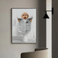 Modern Simple Animal Wall Art Dachshund Toilet Reading Newspaper Canvas Printed Poster Home Bathroom Bedroom Decoration