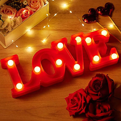1PC Warm White Love&Heart Shaped LED Night Light,Battery Powered Decoration Light For Wedding,Proposal,Birthday,Party,Photo Prop