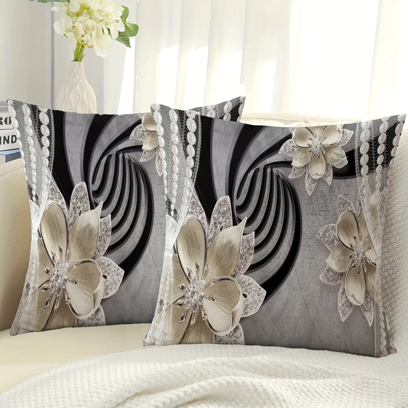 VIKAMA's modern floral pattern pillowcase is durable and serves as a decorative cushion cover for both home and bedroom use