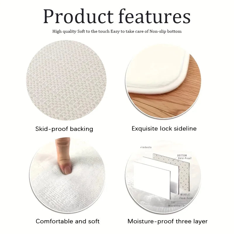 VIKAMA Flannel Round Rug Earth Moon Bedroom Sofa Living Room Bedside Rug Soft Soundproof Noise Reducing Carpet Home Decoration
