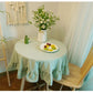 French Romantic Simple Ruffle Tablecloth Cotton Linen Table Cover American Round Tea Table Literary Retro Party Decoration