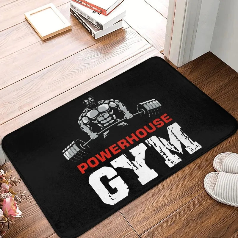 Bodybuilding Fitness Powerhouse Gym Front Door Mat Anti-Slip Carpet Outdoor mat Absorbent Doormat Garden Garage Entrance Rug