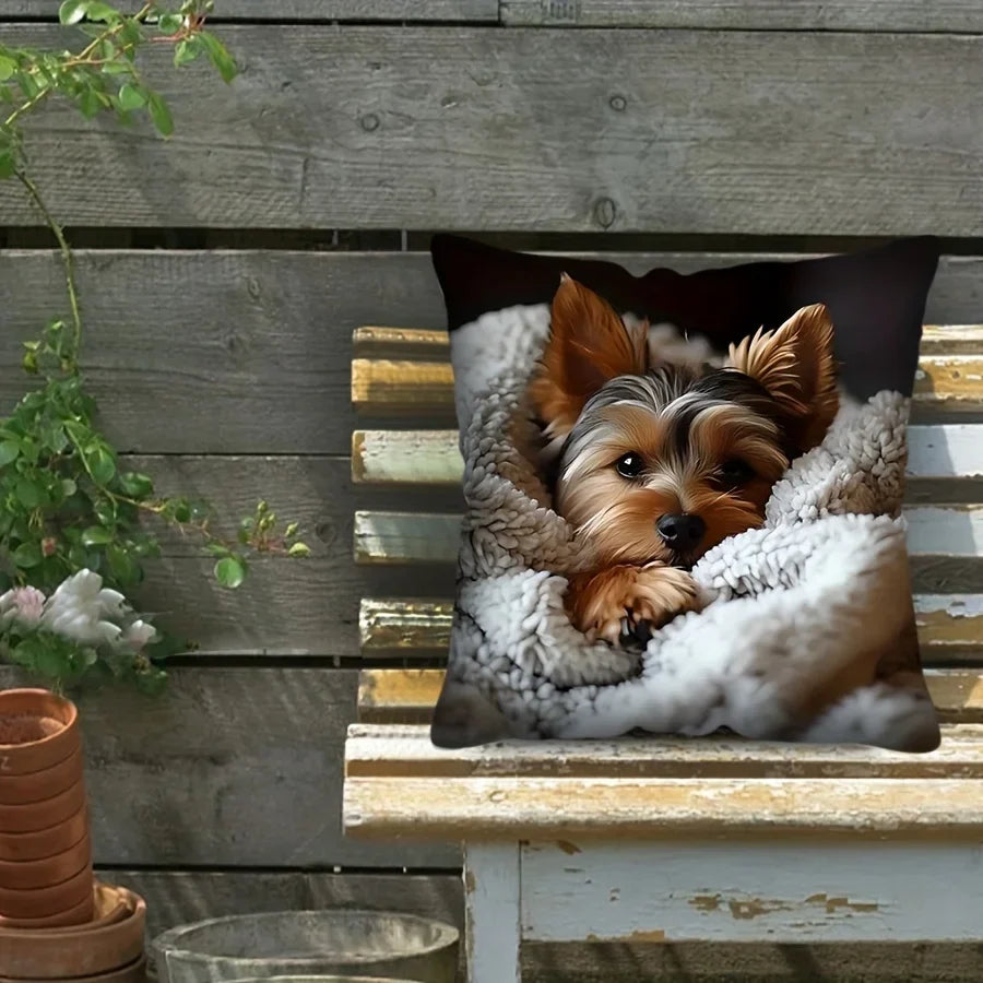 VIKAMA Adorable Puppy Print Decorative Pillowcase, Multi-Size Pillow for Living Room, Office, and Bedroom Home Decor