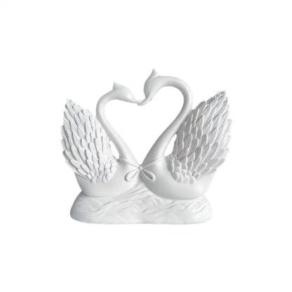 1 Piece of Simple and Modern Heart-To-Heart Couple Swan Statue Ornament, Romantic Love Home Decoration, Romantic Art Sculpture for Living Room Tabletop