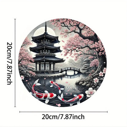 Koi Fish Metal Art Sign - Enhanced with Art Wreath, Wall Hanging Decor for Living Room, Office, Cafe, Bar, Home & Dorm