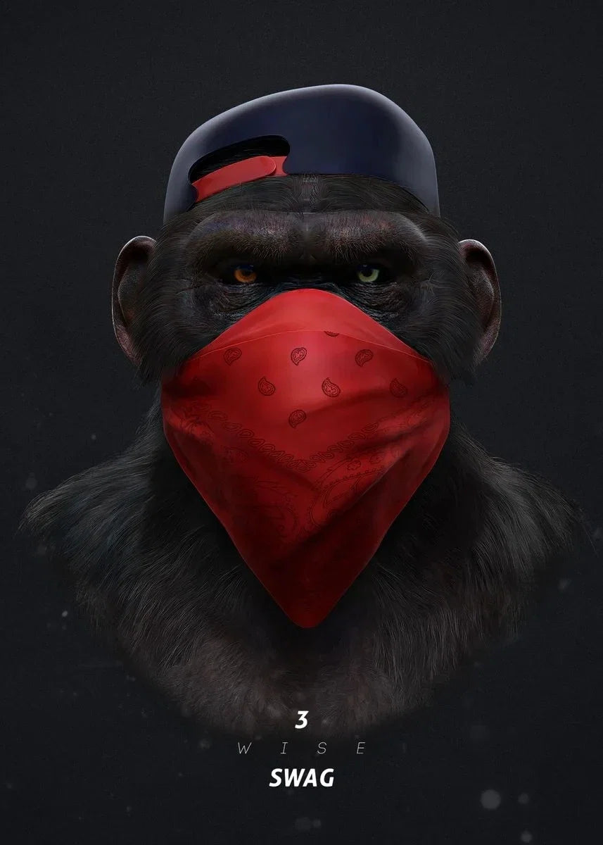 Three Swag Monkeys Canvas Art Posters and Prints Hip Hop Monkey Fashion Paintings on the Wall Art Animals Pictures Room Decor
