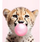Cute Pink Panda Giraffe Bunny Cheetah Zebra Blowing Bubble Gum Poster Nursery Canvas Painting for Kids Room Animal Print Decor