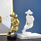 Home Decor Thinker Statue Sculpture Silence Is Gold Figurines Resin Retro  For Office Study Living Room Abstract Face Ornaments