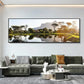 Modern, Minimalist, Wall Art, Landscape Seaside Goldenwood Bridge, Canvas Print Poster, Home Living Room Backdrop Decoration