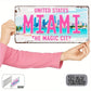 2DFlat Miami retro Metal Aluminum Sign License Plate，Travel Souvenirs，Friend Gift，Birthday Gift