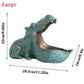 Home Decor Hippo Statue Sculpture Figurine Key Candy Storage Ornaments Container Decoration Table Decoration Accessories Gift