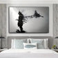 Black and White Japanese Black Samurai Man with Crow Posters and Print Wall Art Canvas Painting for Living Room Cuadros Decor