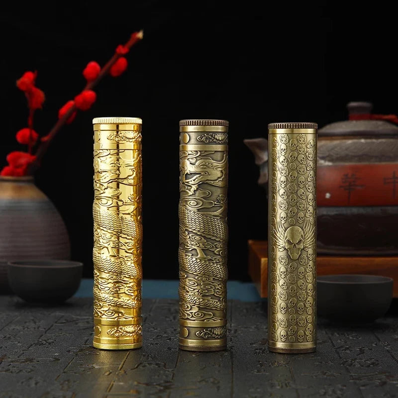 Retro Buddha Metal Incense Case Relief Craft Dragon Incense Box Waterproof Incense Storage Box Incense Accessories