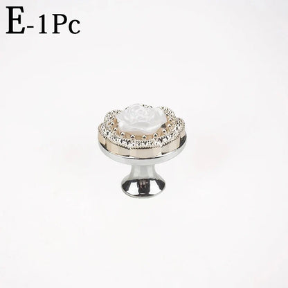 New European Single Hole Handle Gold Luxury Flower Pattern Furniture Cabinet Knobs For Home Wardrobe Door Handles Hardware