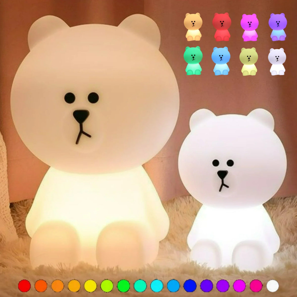 LED Cute Bear Mood Light Night Lamp Children's Bedroom Bedside Lights LED Table Light Living Room Floor Light Birthday Gift