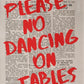 Typography Art Poster PLEASE DO NOT DANCING ON THE TABLE 70s Wall Print Trendy Quote Prints Retro Trippy Wall Art Canvas Poster
