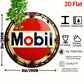 2D Flat 1pc Round - Retro Aluminum Tin Sign - Vintage "Mobil" Gasoline Plaque, 8x8 Inch, Rustic Wall Art for Home