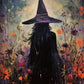 Witch Magical Art Print Witch with Full Moon Wall Decor Darkness Witches Painting Wall Decor Canvas Poster Dark Romantic Decor