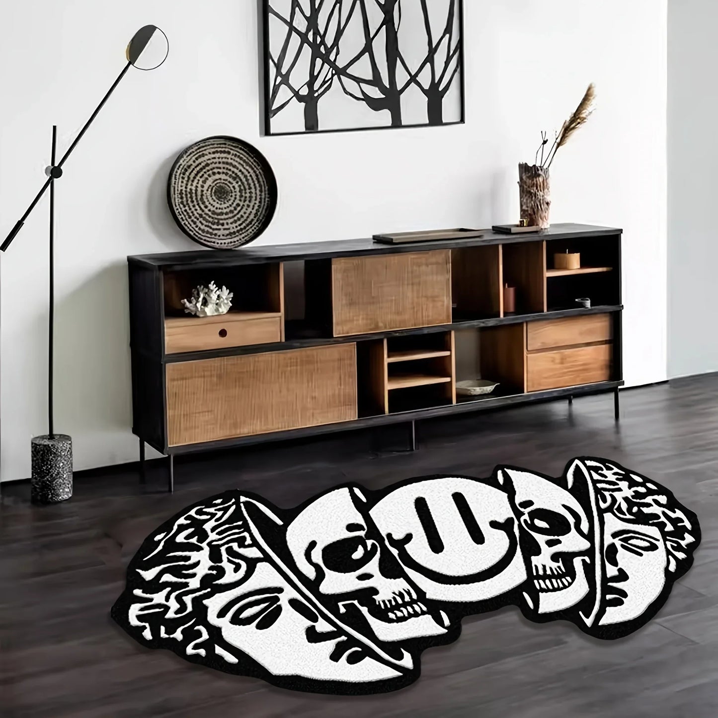 VIKAMA Creative Skull-Shaped Floor Mat Is Non-Slip And Dirt-Proof. Home Decoration Carpet In Living Rooms, Bedrooms, Entrance