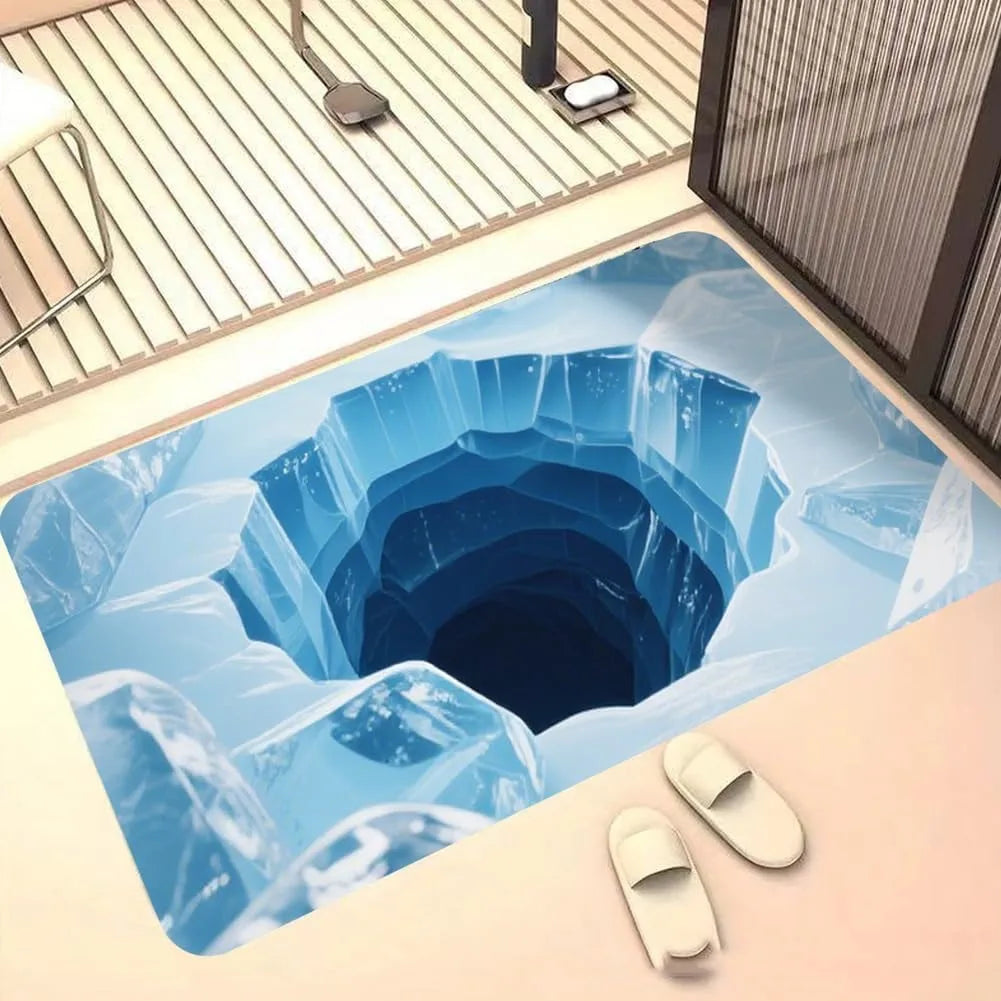 3D Optical Illusions Pond Effect Door Mat Funny Hole Design Entrance Rug Indoor Outdoor Home Decor Soft Non-Slip Carpet