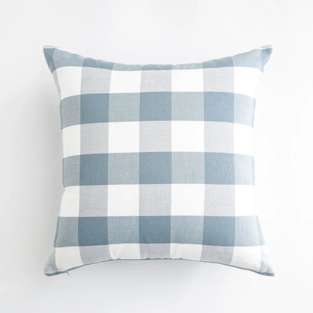 VIKAMA 1pc Light Blue Baby Pillow Cover, Plaid Home Decor, Sofa Cushion Cover Suitable for Sofa and Interior Home Decoration