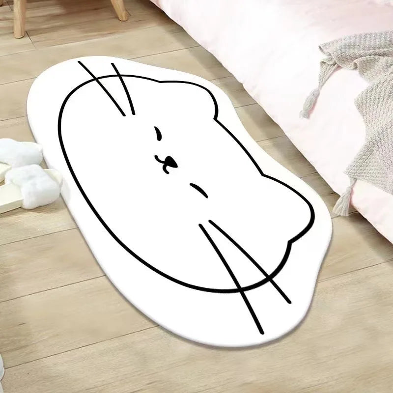 Simple Cartoon Imitation Cashmere Carpet Living Room Bedroom Bedside Warm Floor Mat Non-slip Washable Quick Drying Carpet