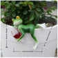 1 Piece of Interesting Green Frog and Wine Glass Hangings Full - Indoor and Outdoor Decoration Suitable for Garden, Aquarium, Garden Ponds, Flower Pots and Frog Themed Garden.