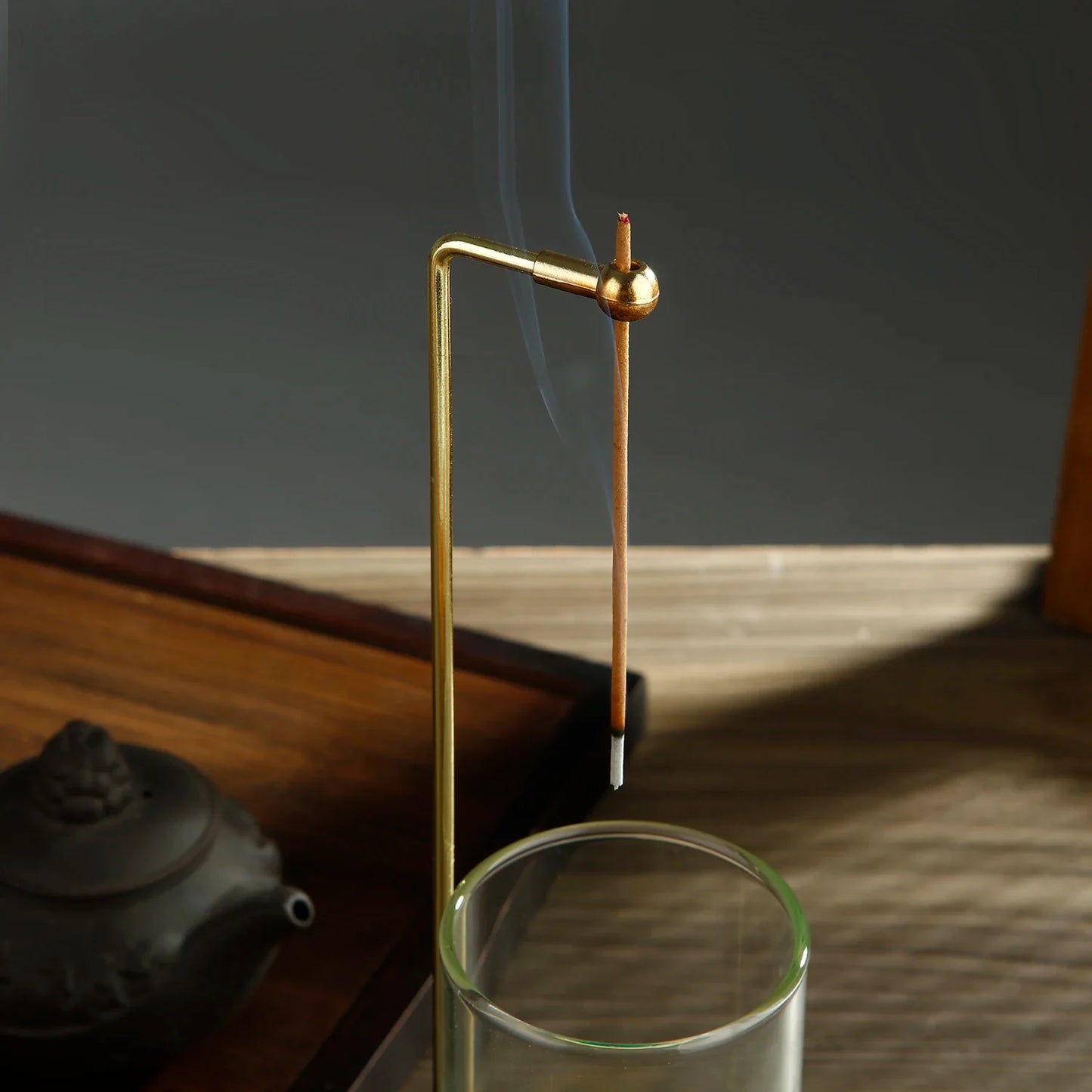 Glass Mountain Incense Holder for Sticks Incense Sticks Holder with Cord Lock Anti-Ash Flying Incense Burner with Ash Catcher