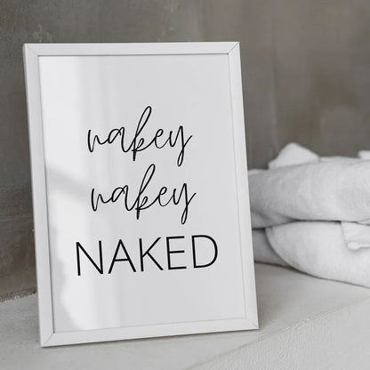 Black and White Modern Funny Nakey Naked Toilet Rules Quote Wall Art Canvas Painting Posters For Bathroom Room Home Decor