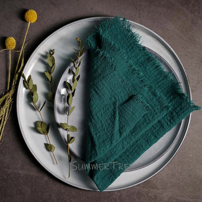 10pcs Large Napkins 41x41cm Rustic Cotton Gauze  Napkin Muslin Tea Towel Dinner Retro Cheesecloth Wedding Party Linen Decor