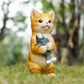 Cat Figurines Outdoor Garden Statues for Patio, Lawn Yard Decoration, Orange Cat Sculpture and Figurines Cat Lover Gifts Kitten