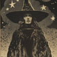 Witch Magical Art Print Witch with Full Moon Wall Decor Darkness Witches Painting Wall Decor Canvas Poster Dark Romantic Decor