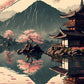 Japanese Cherry Blossom Fuji Mountain Sunset Tokyo Scenery Poster HD Printed Canvas Painting Wall Art Pictures Room Home Decor