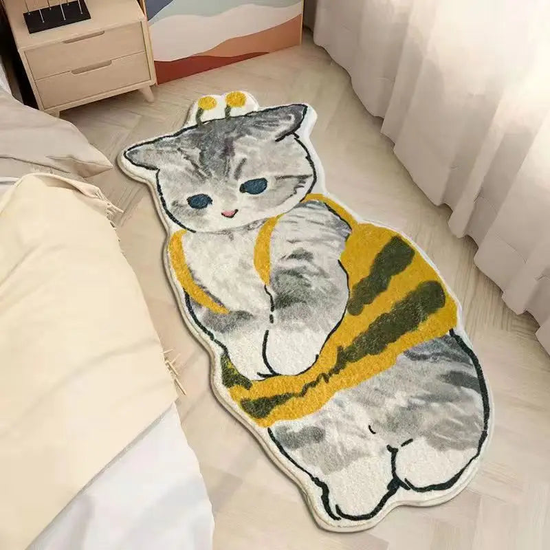 Faux Cashmere Cute Cartoon Pet Carpet Home Bedroom Bedside Decorative Floor Mat Anti-slip Dirty Resistant Machine Washable Rug