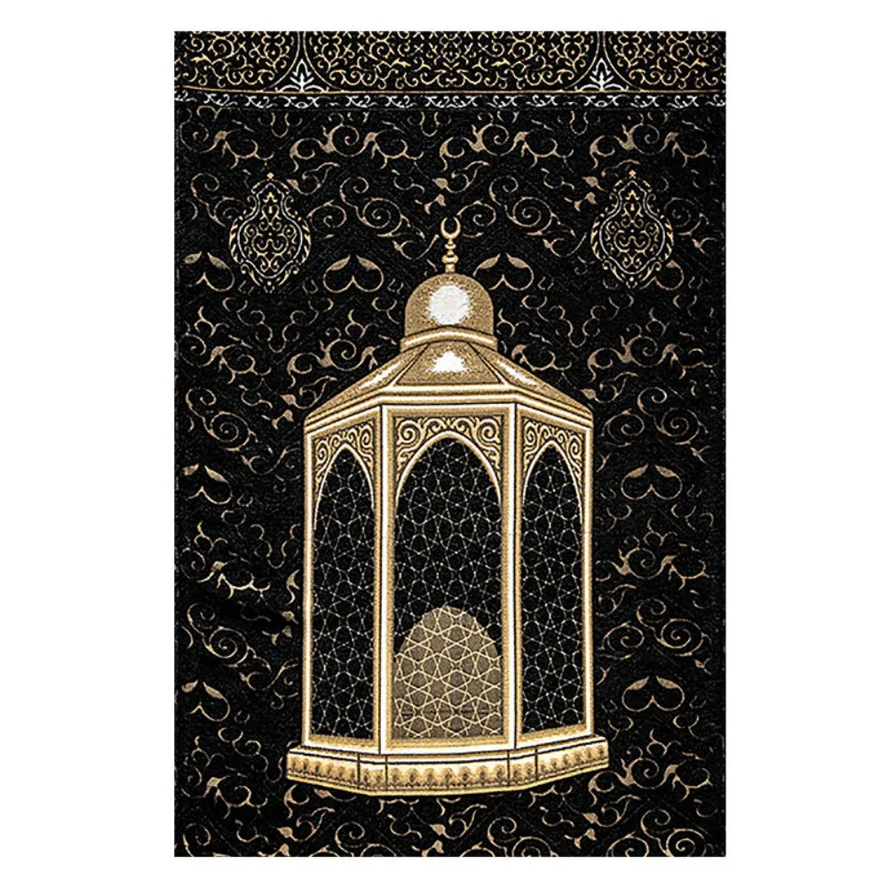 VIKAMA Classic Mosque Print Islamic Prayer Mat, Foldable Travel Muslim Rug, Washable Lightweight Janamaz for Eid Ramadan Gifts