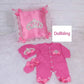 5pcs Baby Girl Outfits Set Welcome Home Hosptial Infant Receiving Blanket Pillow Bed Hat Mittens Romper Set
