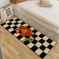 VIKAMA Modern Ins Checkerboard Cashmere Rug Comfortable Soft Cooling Bedroom Bed Blanket Bay Window Blanket Cloakroom Carpet
