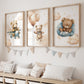 3pcs Cartoon Children Yellow Teddy Bear Vehicle Wall Art Prints Canvas Painting Poster Picture For Living Room Home Decor