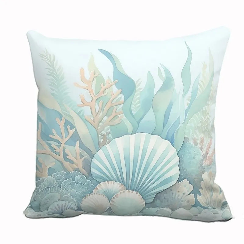 VIKAMA Summer Ocean Style Cool Design, Decorative Pillowcase, Suitable For Sofas, Bed Head Home Decor Pillow Covers, Washable