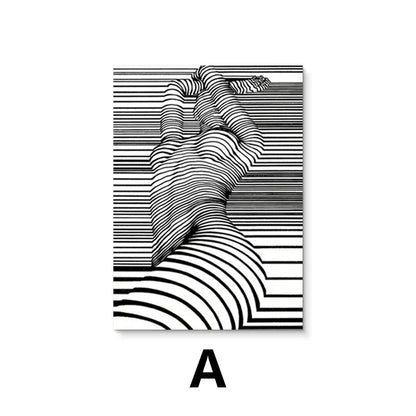 Modern Abstract Wall Art Black and White Nude Woman Picture HD Canvas Printed Poster Home Living Room Hallway Decoration